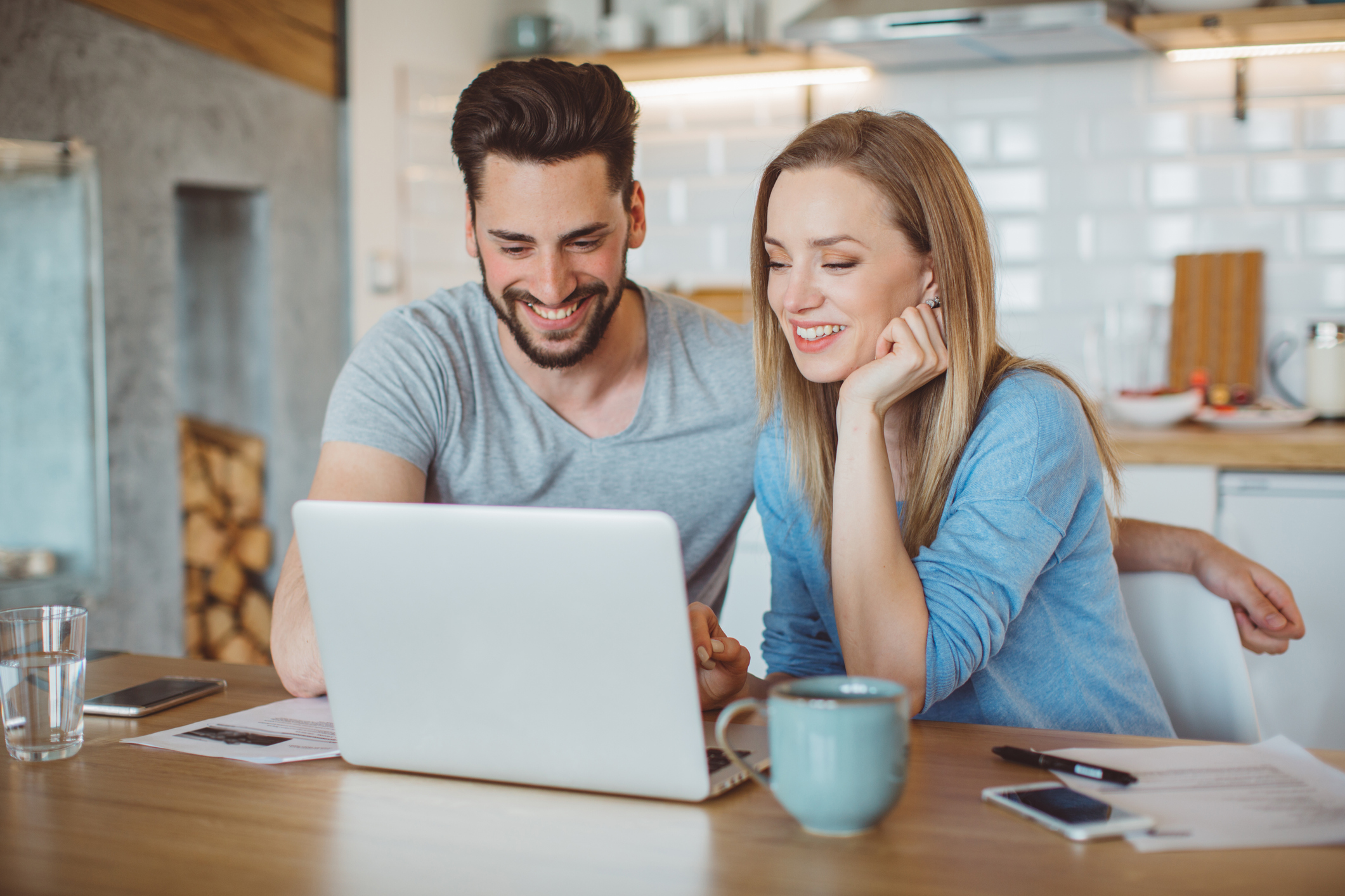 Couple researching houses