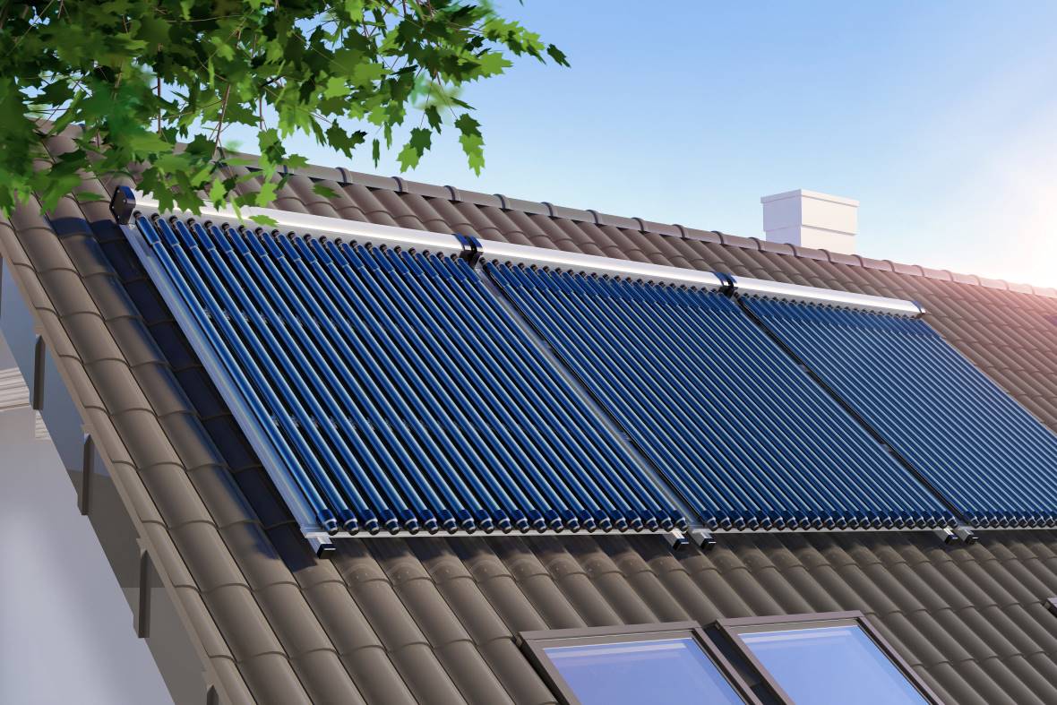 Solar panels on roof